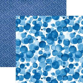 Watercolor Polka Dots, Blue 