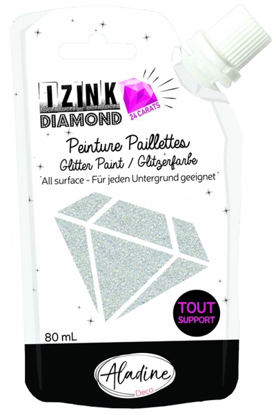 24 Carat Silver  Glitter Paint Izink Diamond