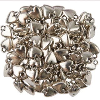 Antique Silver Finish Hearts 10mm X 15mm