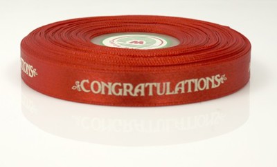 Congratulations, rött satinband